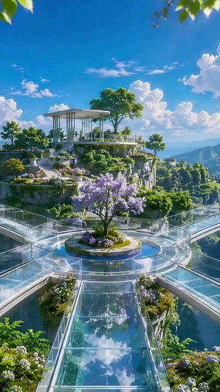 云端空中花园唯美风景