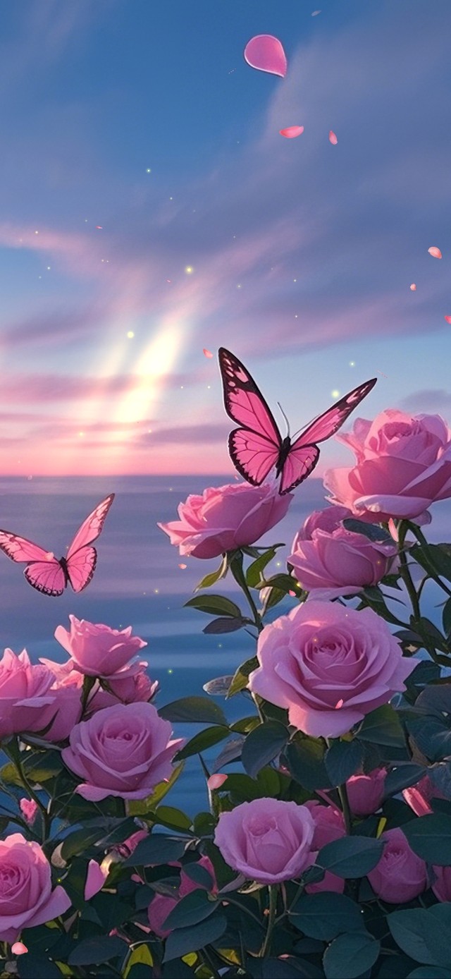 浪漫海边玫瑰花