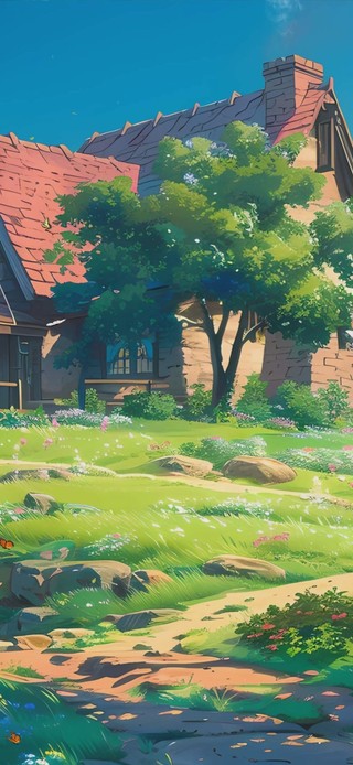 蓝天白云花草树木