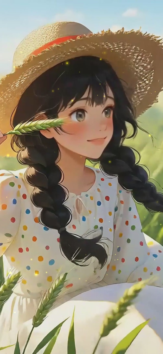 麦田草帽女孩