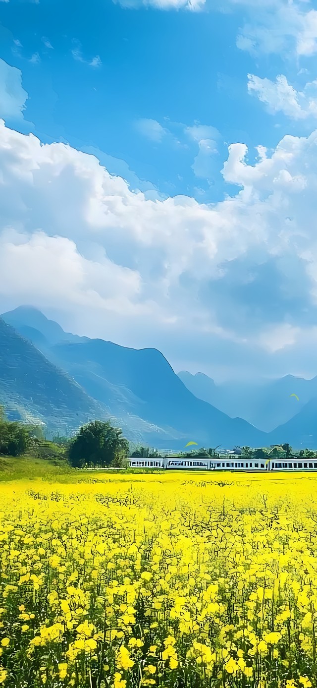 白云下油菜花