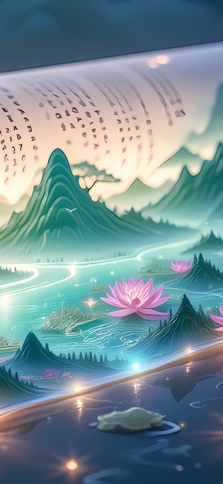 唯美卷轴山水