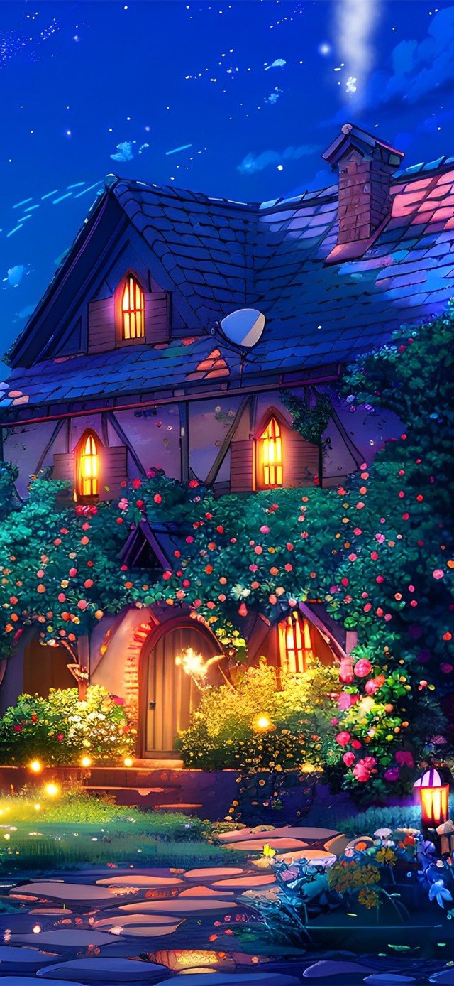 空灵雨中小屋