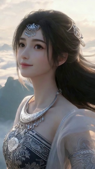 云海仙境古风少女