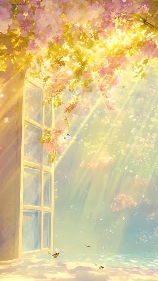 护眼樱花树木景色