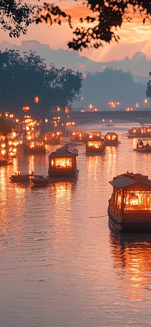 江南水乡的古韵夜景