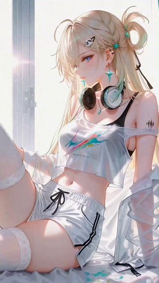 卧室窗边休闲美少女琳奈