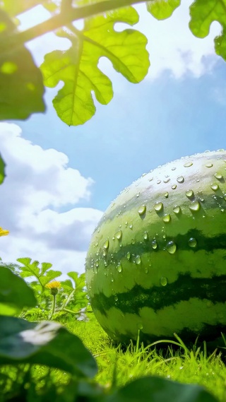 夏日清新田间西瓜风景