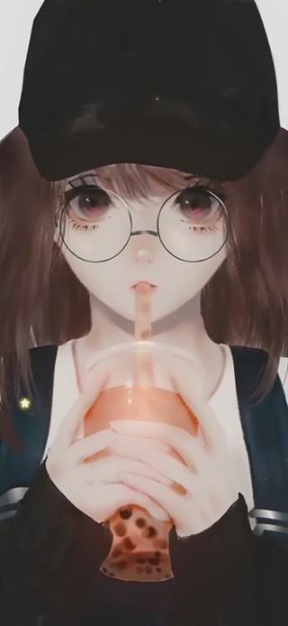 喝奶茶女孩