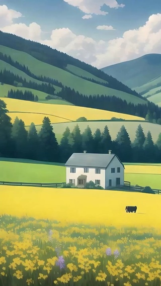 白云花草树木带鱼屏