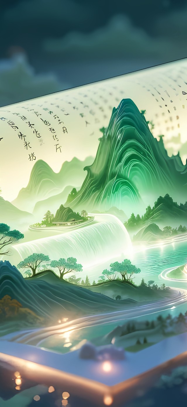 唯美卷轴山水