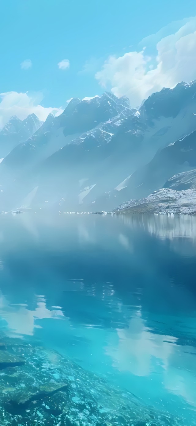 4k雪山蓝色湖泊