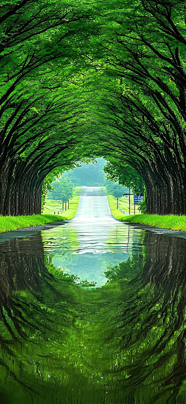 4K静谧绿荫积水小径