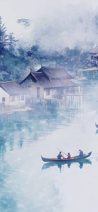 水墨渔村