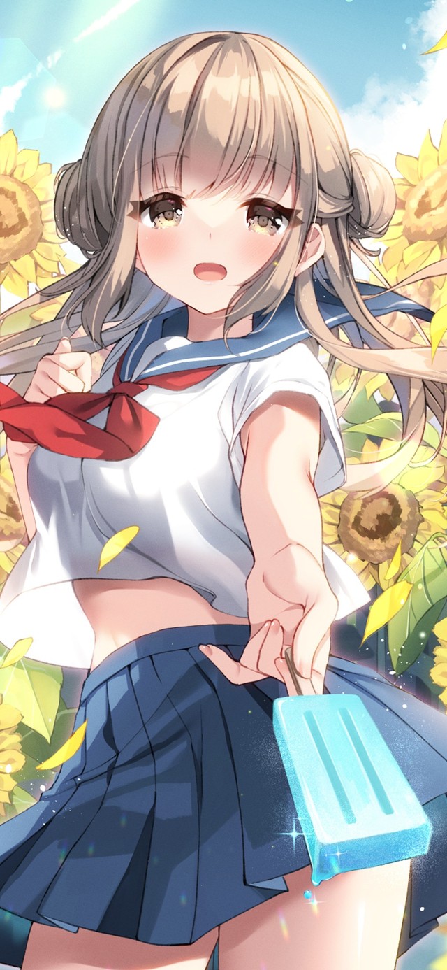 向日葵田冰棒少女