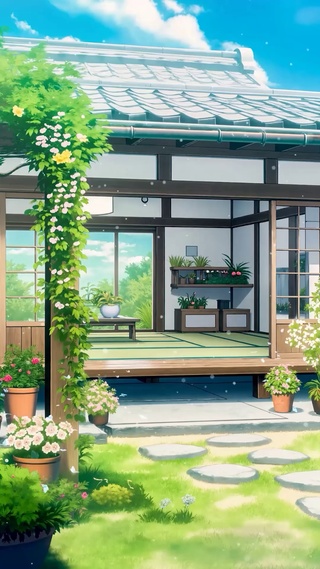 夏天木屋小院