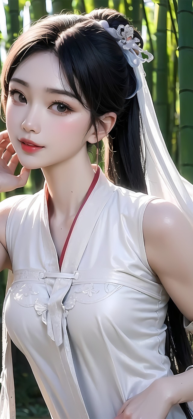 国风唯美竹林少女