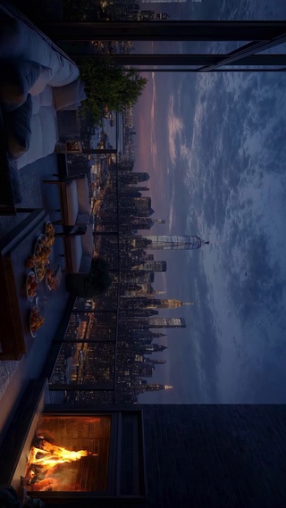 唯美城市傍晚