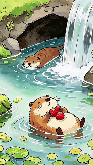 湿地溪流悠闲的豚鼠
