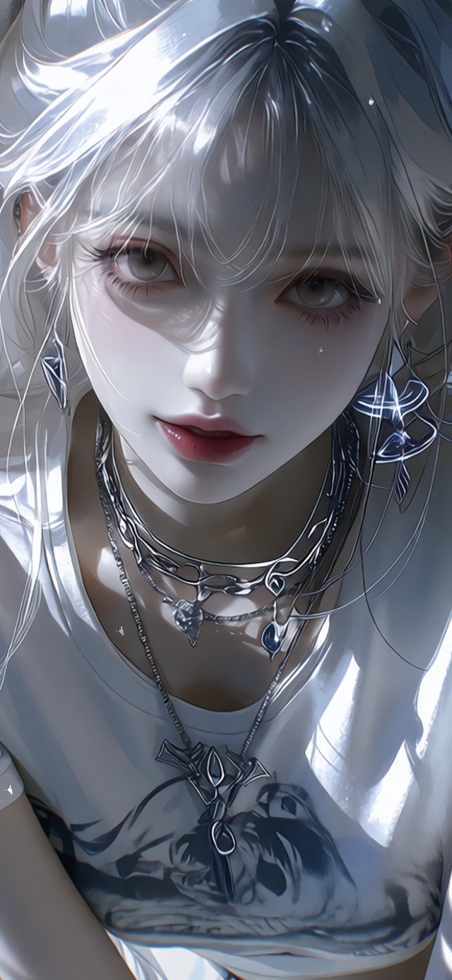 暖阳下的白发少女