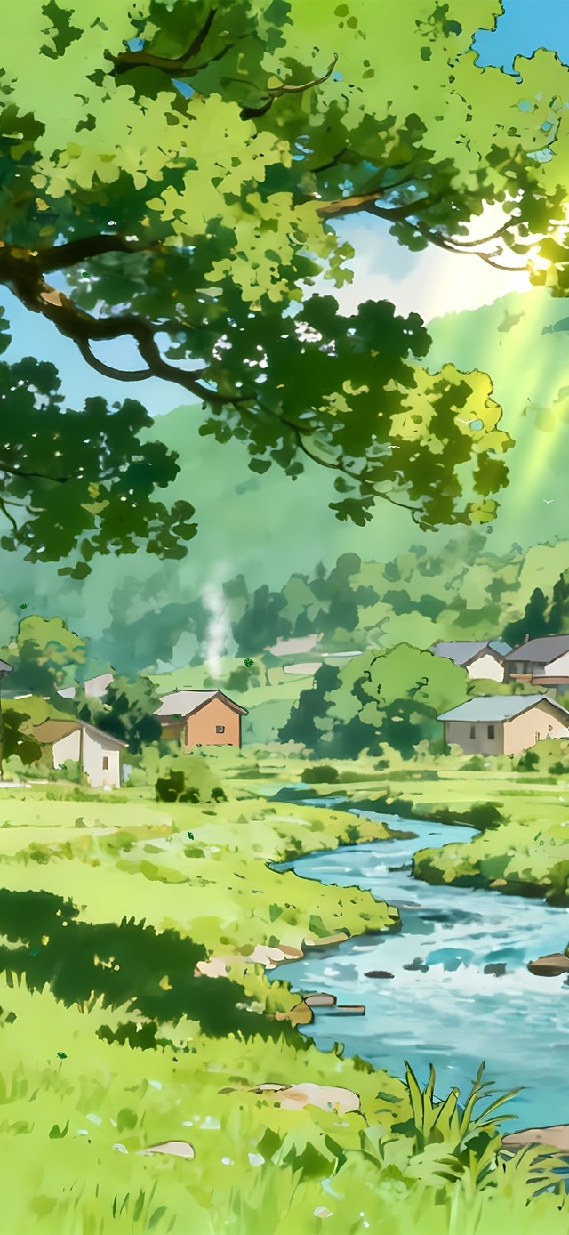 4K护眼绿林河流