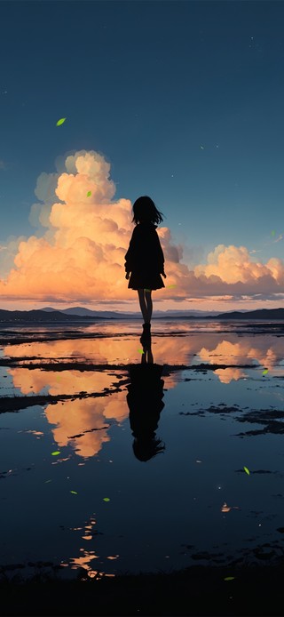 夕阳沼泽少女
