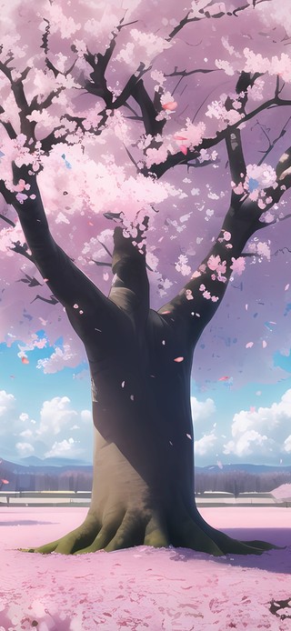 艳丽幽香的樱花树