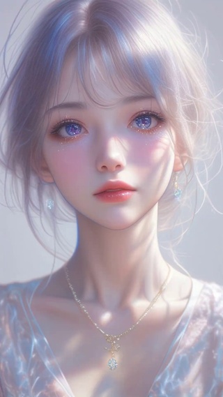 调皮可爱的白发动漫美女