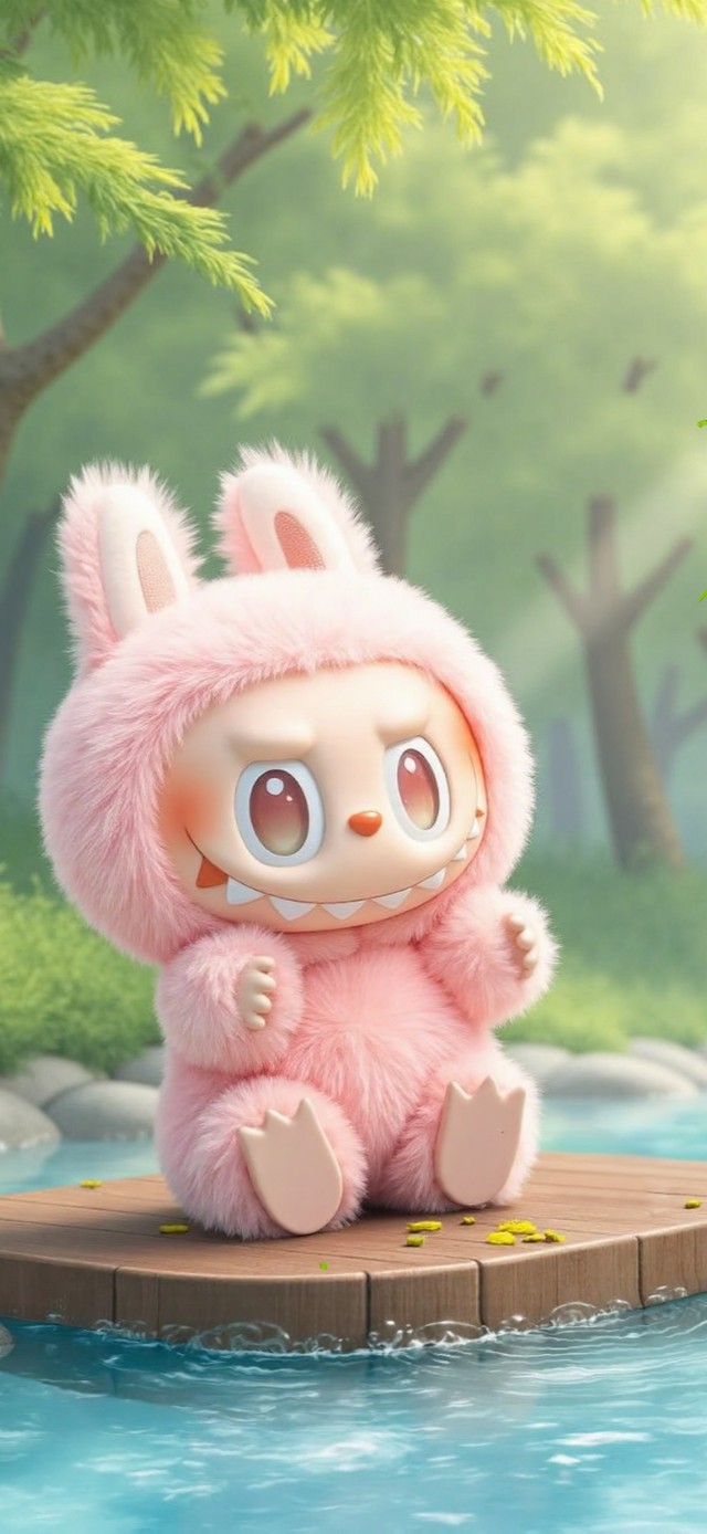 森林溪流 粉色拉布布的悠闲日常