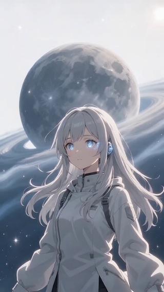 机甲银发少女太空