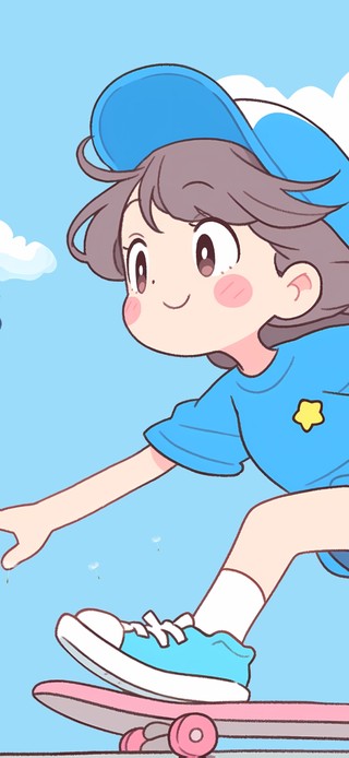 滑板少女