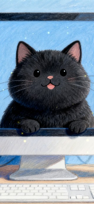 简约屏幕小黑猫