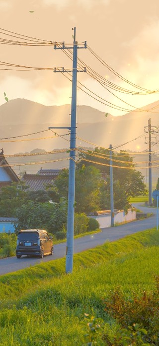 落日夕阳乡村田园小路