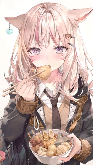 吃关东煮少女