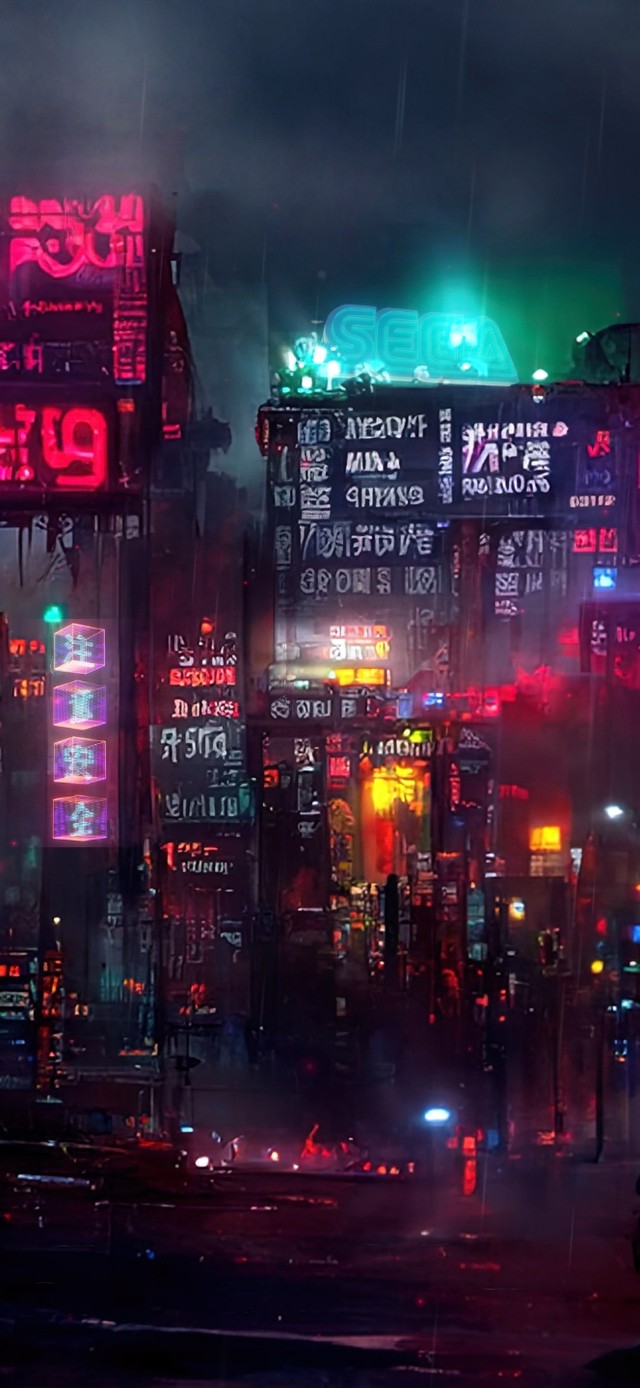 赛博朋克雨夜霓虹城市 科幻手机动态壁纸 科幻手机壁纸下载 元气壁纸