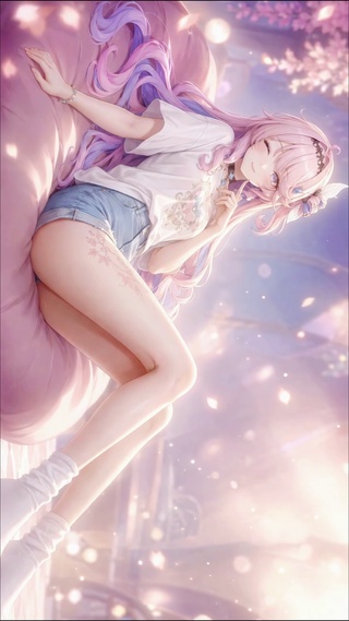 粉发梦幻温柔眨眼美少女