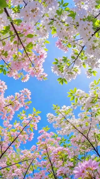 抬头望樱枝，满目皆春