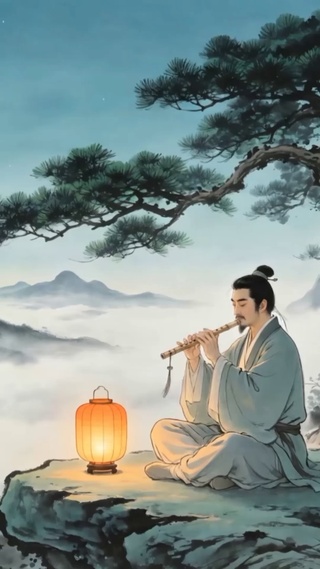 水墨古风笛子