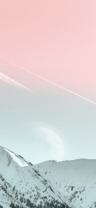 粉蓝天空月球山峰