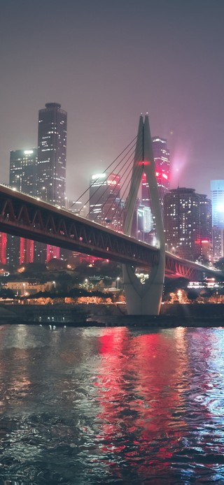 唯美江边城市夜景