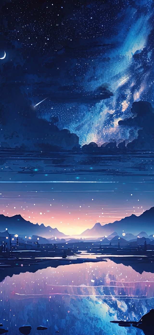 4k 唯美夜晚星空镜湖