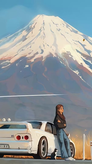 唯美富士山下风景