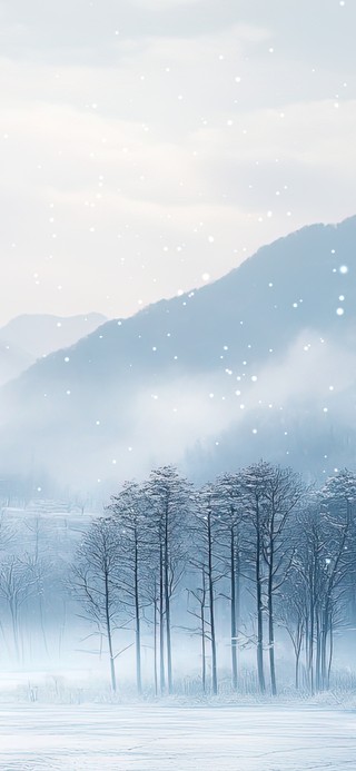 冬日白雪山林