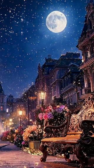 夜景星空树木