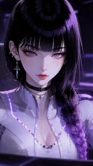紫调赛博未来科技美少女