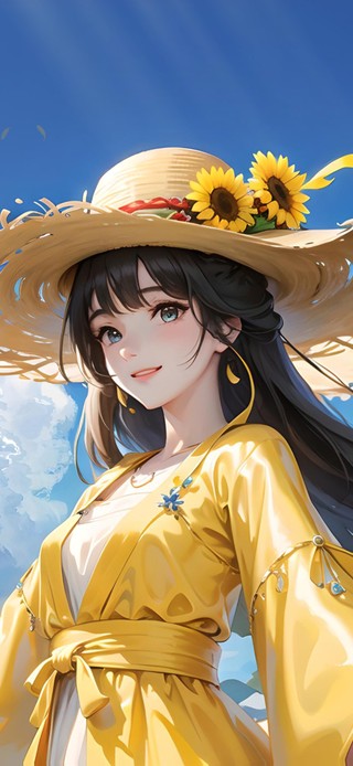 唯美治愈阳光向日葵少女