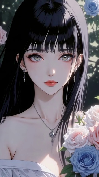 冷感黑发少女