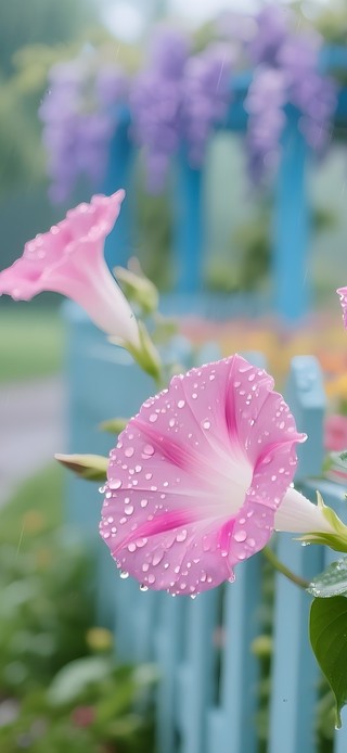 雨中喇叭花