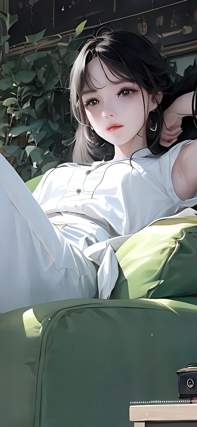 闲暇花房享受阳光的少女