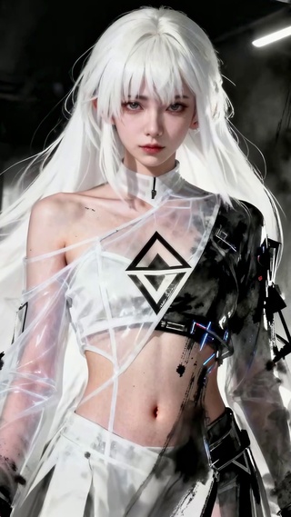 水墨白发银华纯欲清纯少女氛围感